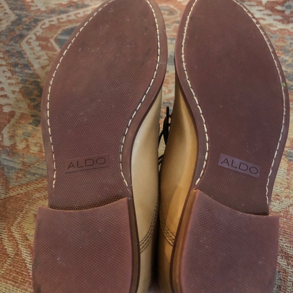 Aldo Light Tan Leather Oxford Cap Toe Dress Shoes 9.5 - Picture 3 of 10